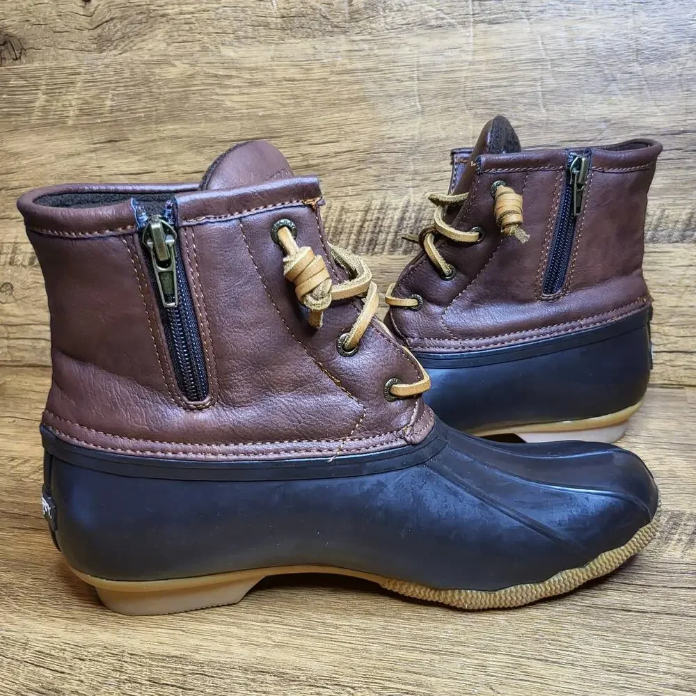 Sperry TopSider Saltwater blue brown waterproof Rubber Duck Boots sz 5